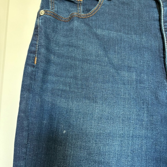 LOFT Slim Flare Denim Jeans Raw Edged Hem Dark Wash Size P32/14 - Picture 4 of 15